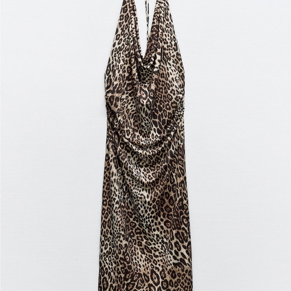Zara Animal Print Draped Dress